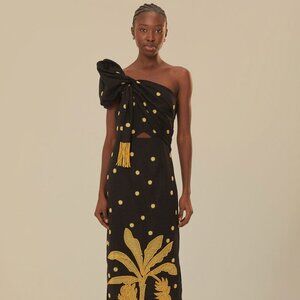 NWT Farm Rio Banana Tree Tie Euroflax™ Premium Linen Dress Size Small